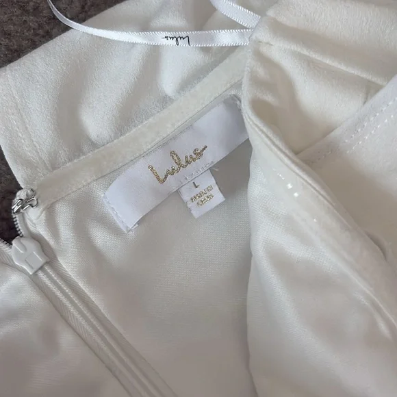 Lulu’s Elegant White Off-Shoulder Gown - Picture 3 of 6